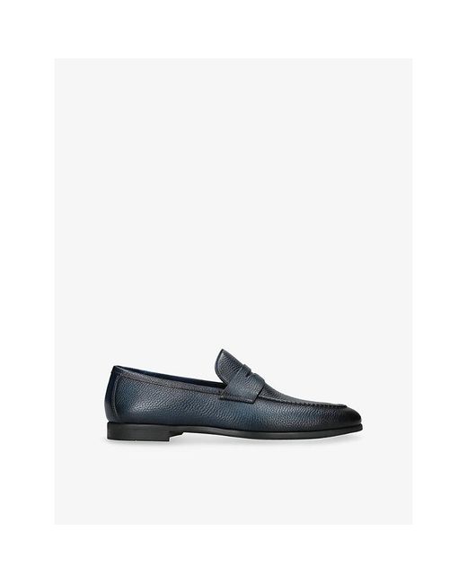 Magnanni Shoes Blue Diezma Leather Penny Loafers for men