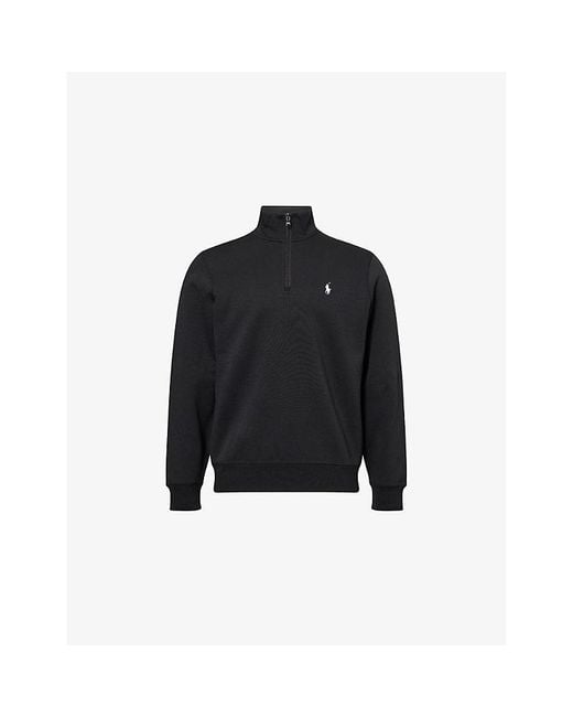 Polo Ralph Lauren Black Embroidered-Logo Long-Sleeve Cotton-Jersey Sweatshirt for men