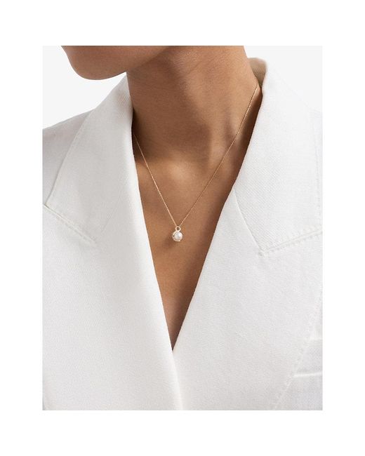 Astley Clarke Metallic Luna 14Ct- 0.062Ct Lab-Grown Diamond And Freshwater Pearl Pendant Necklace