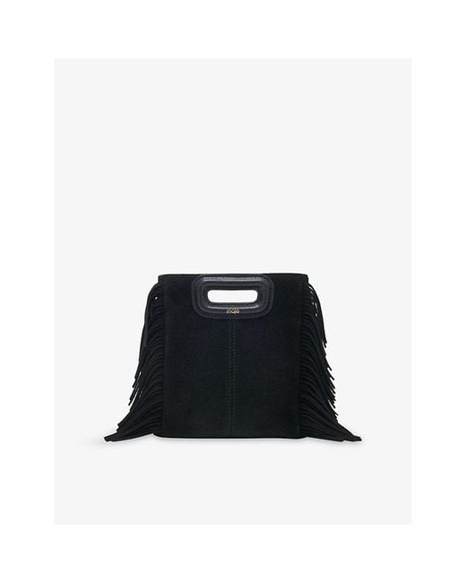Maje Black M Mini Suede Shoulder Bag