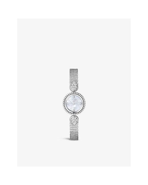 Boucheron White Wa015704 Serpent Bohème Stainless-steel, 0.6ct Diamond And Mother-of-pearl Watch