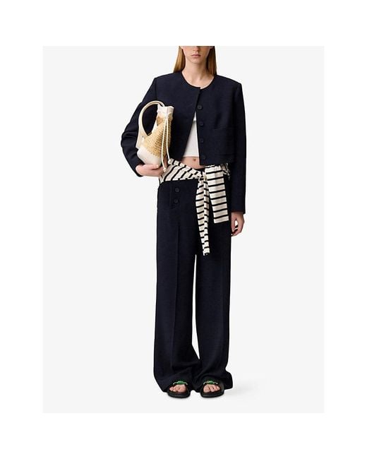 Claudie Pierlot Black Short Round-Neck Woven Jacket