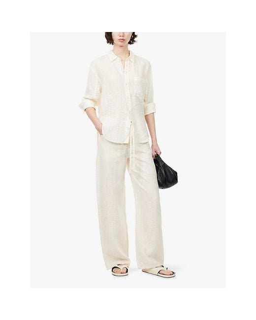 Citizens of Humanity White Kayla Shrunken Linen Shirt