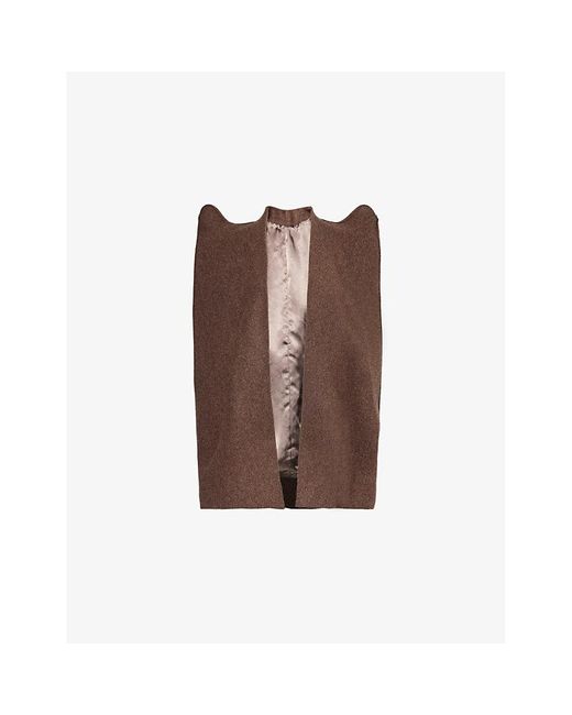 Rick Owens Brown Tec Structured Shoulders Wool-Felt Cape