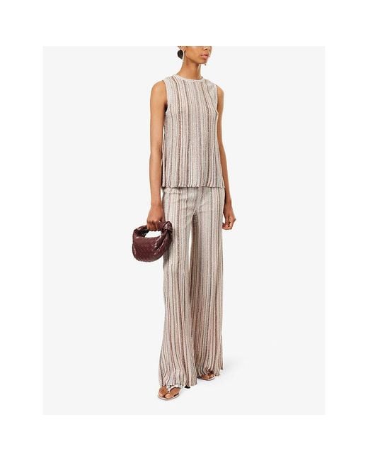 Missoni Natural Wide-Leg Sequin Woven Trousers