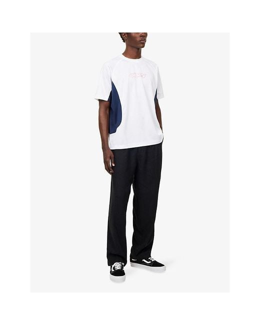 Obey Blue Foster Double-Pleated Woven Trousers for men