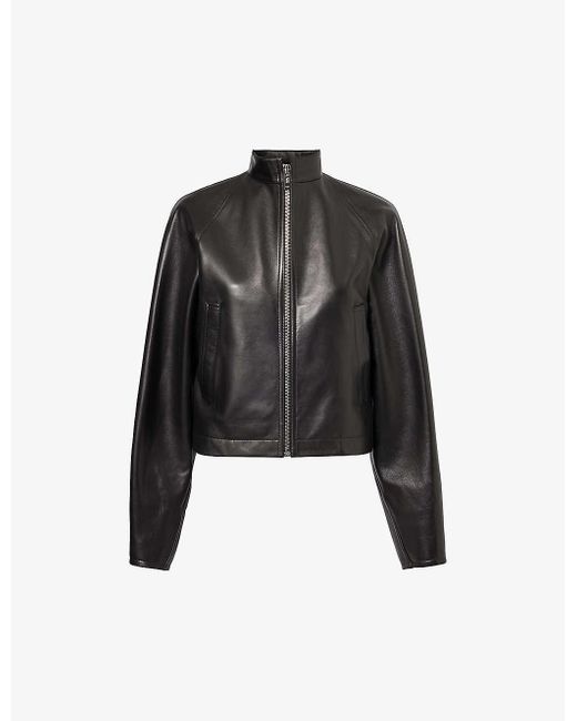 Alaïa Black High-neck Regular-fit Leather Jacket
