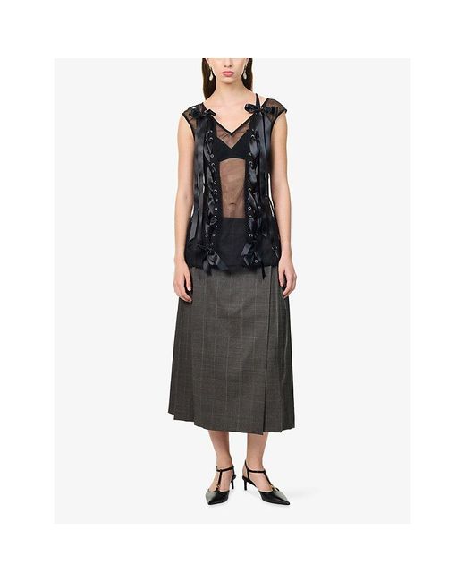 Simone Rocha Gray Tailored Clip Wool Midi Skirt