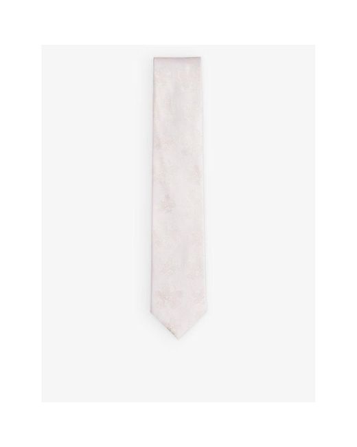 Ted Baker White Berel Magnolia-jacquard Silk Tie for men