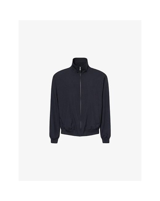 FRAME Blue High-Neck Regular-Fit Wool Jacket for men