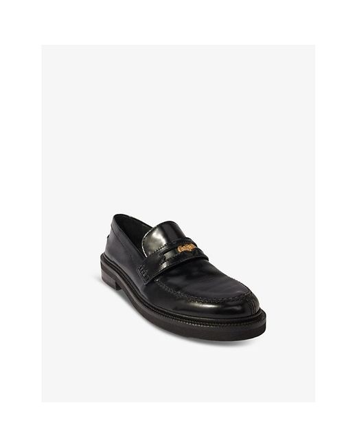 Maje Black Hardware-Embellished Flat Leather Loafers