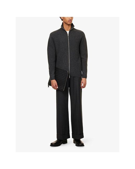 John Smedley Black Mallam Zip-Up Cashmere And Wool-Blend Jumper for men