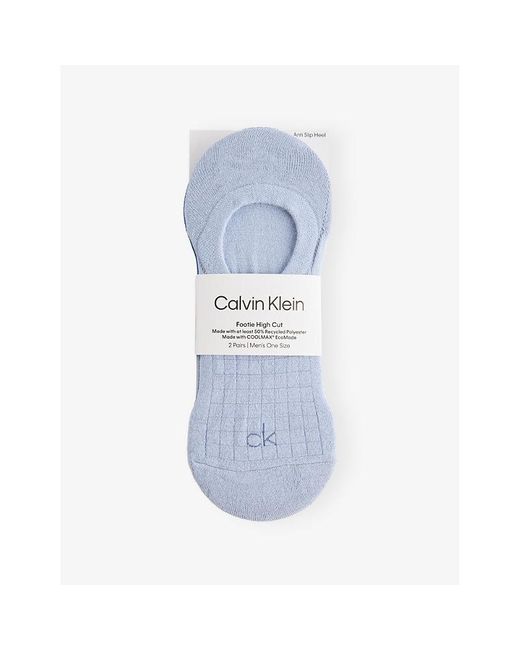 Calvin Klein Blue Footie High-Cut Pack Pack Of Two Stretch-Woven Sock Liners for men