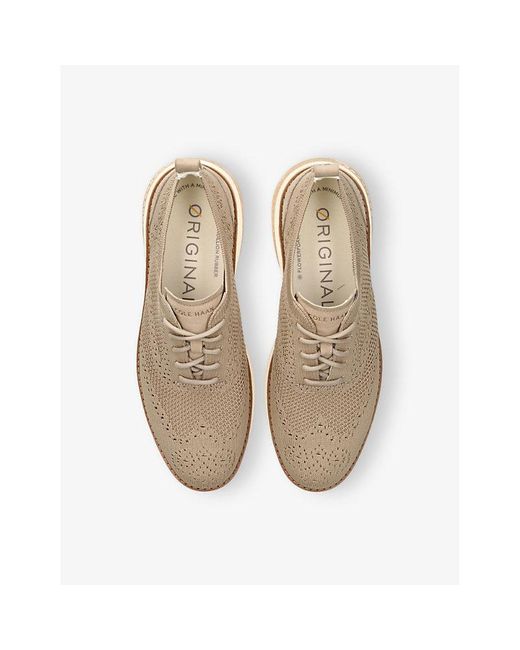 Cole Haan Natural Zerøgrand Wingtip Stitchlite Knitted Oxford Shoes for men