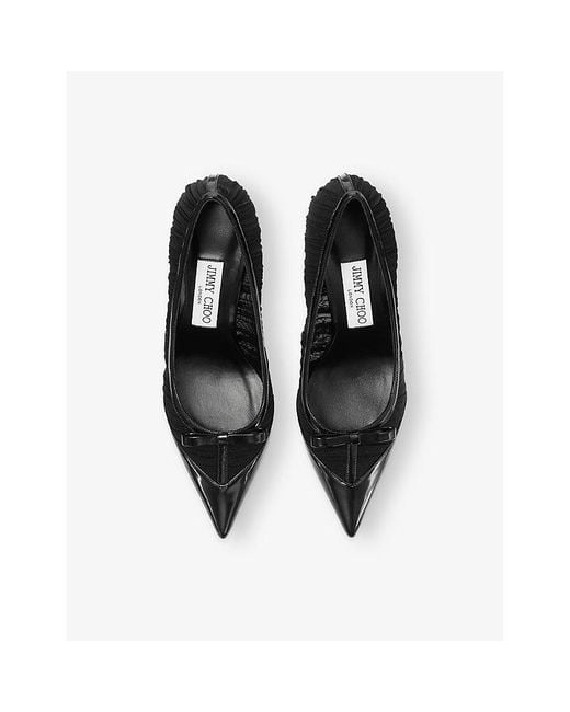 Jimmy Choo Black Love Mesh 85 Leather Heeled Courts