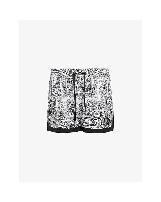AllSaints Gray Aleida Rafaela Paisley-print Woven Shorts