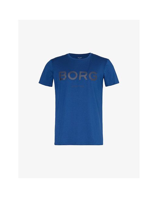Björn Borg Blue Essential Active Logo-print Stretch Recycled-polyester T-shirt for men