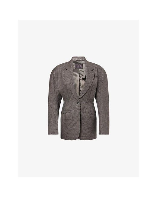 Mugler Gray Hourglass Tailored Wool Blazer