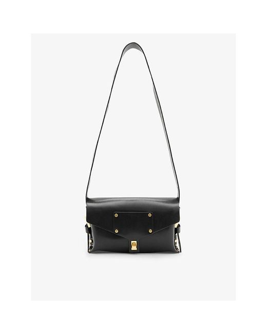 AllSaints Black Miro Stud-embellished Leather Shoulder Bag
