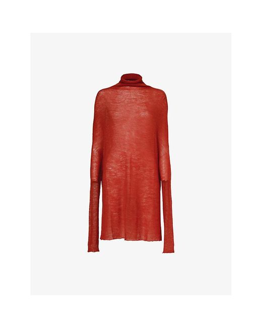 Rick Owens Red Relaxed-fit Semi-sheer Wool Shroud