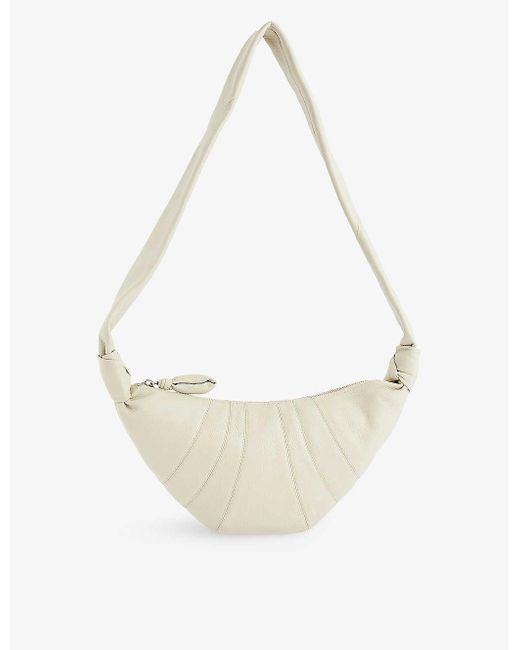 Lemaire White Croissant Small Leather Cross-body Bag