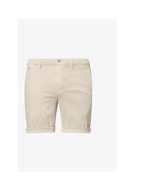 Replay White Benni Hyperflex Regular-Fit Stretch-Cotton Chino Shorts for men
