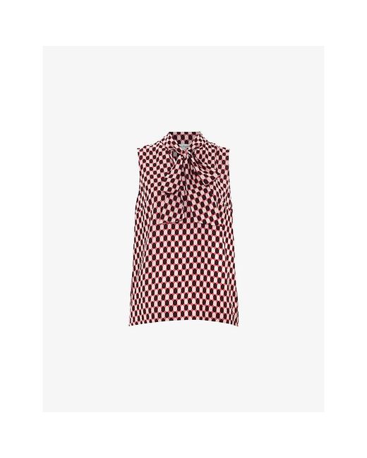 Phase Eight Red Junie Tie-Neck Sleeveless Woven Top