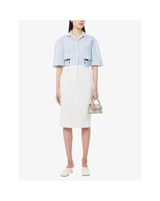 Jacquemus White High-rise Split-hem Woven Midi Skirt