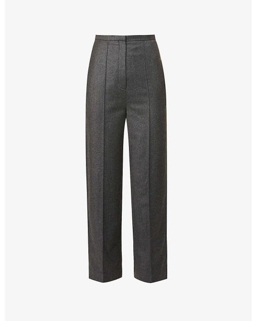 Wide-leg High-rise Wool-blend Trousers 