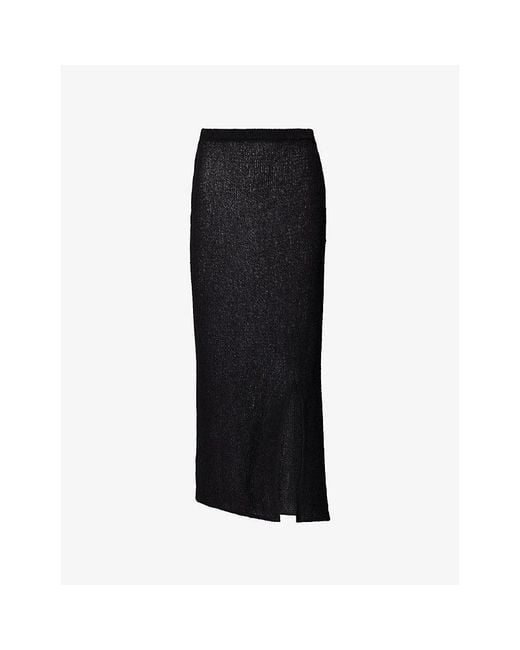 WE Are Tala Black Beach Column Knitted Maxi Skirt