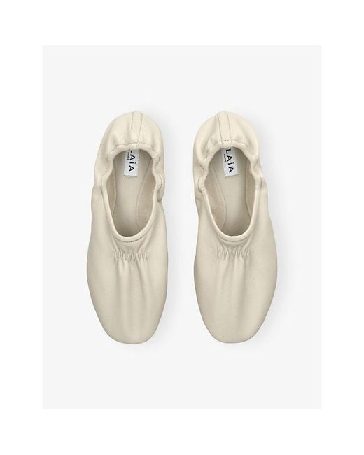 Alaïa White Ruched Slipper Leather Flats