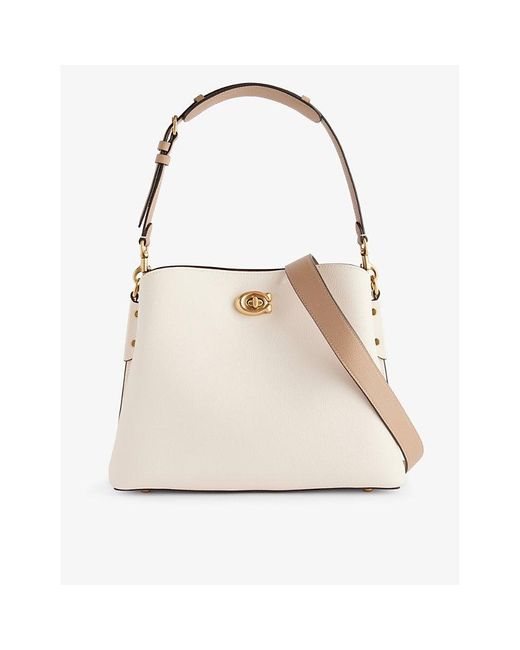COACH Willow Branded Leather Shoulder Bag in Natural Lyst