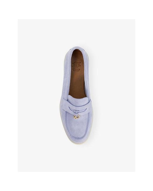 Dune White Grinning Suede Loafers