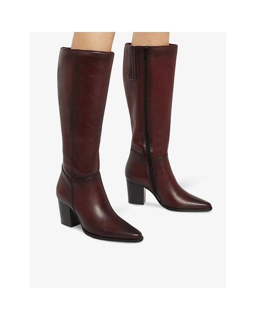 Dune Brown Silahs Western Knee-High Leather Boots