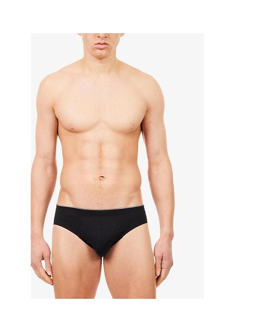 Hanro Black Basic Slim-Fit Cotton Briefs Xxl for men