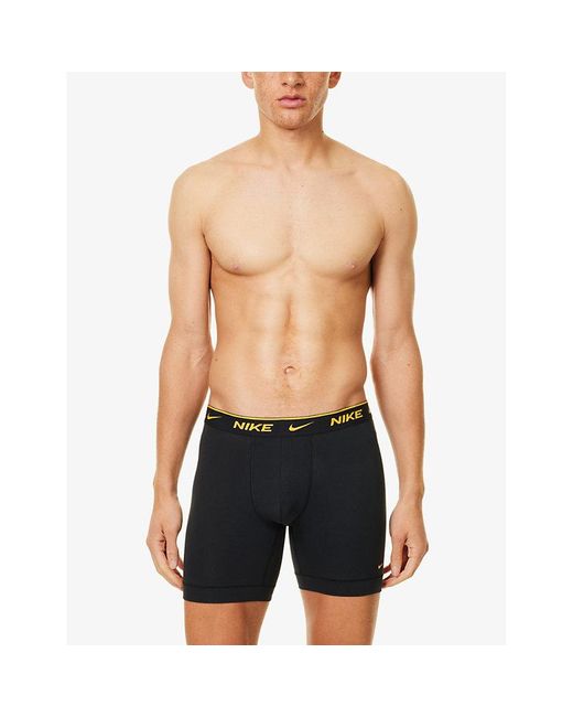 Nike Black Everyday Pack Of Three Stretch-Cotton Boxer Briefs for men