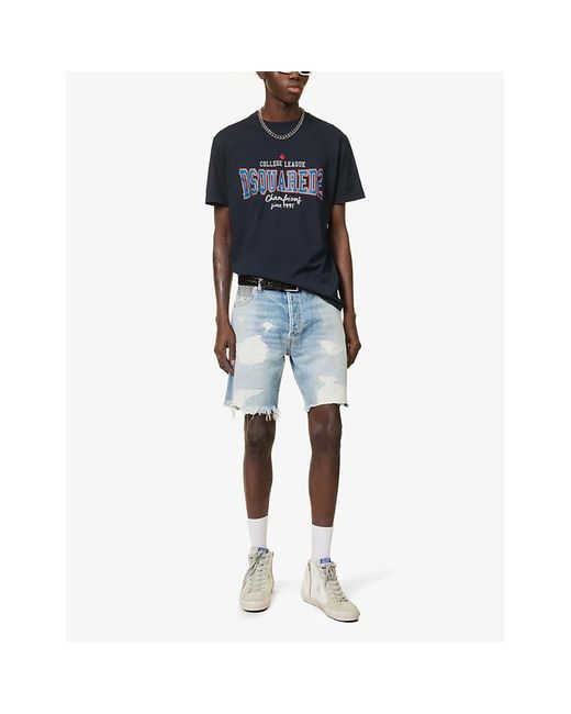 DSquared² Blue Vy College Logo Text-print Cotton-jersey T-shirt for men