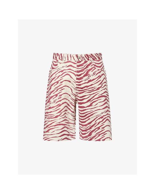 BBCICECREAM Red Zebra Straight-Leg Denim Shorts for men