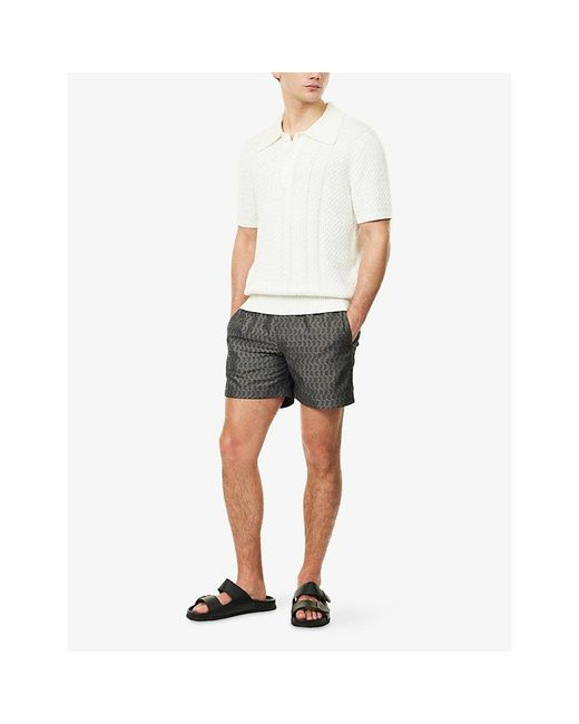 CHE White Santino Textured Cotton-Knit Polo Shirt for men