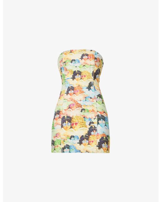Fiorucci Multicolor Angels Graphic-print Organic-denim Mini Dress