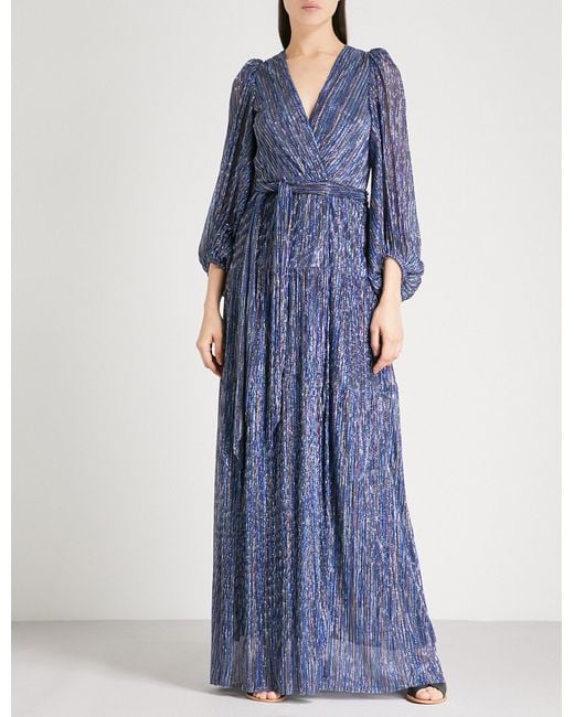 Ba&sh Maddie Cutout Metallic Woven Maxi Dress in Blue | Lyst UK