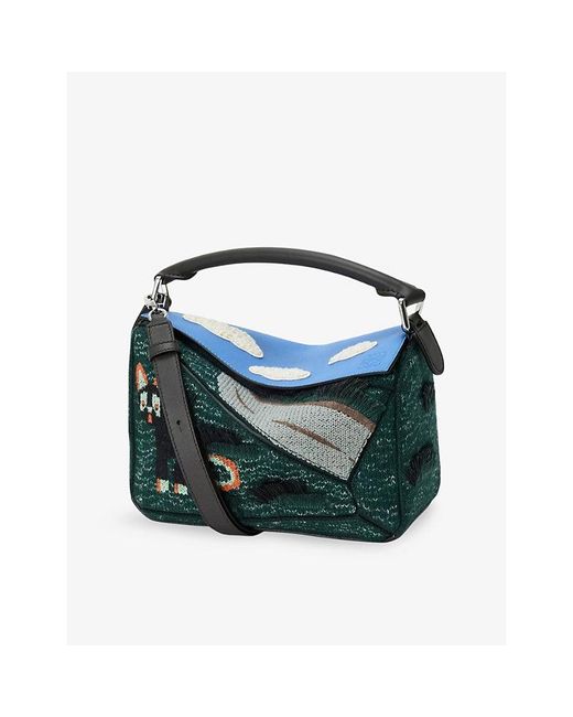 Loewe Blue X Louis Wain Futurist Cat Small Leather Puzzle Bag