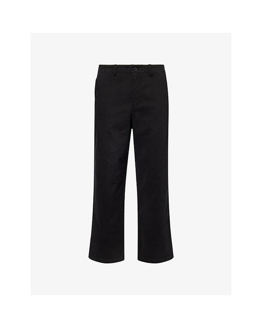 FRAME Black Straight-Leg Mid-Rise Cotton Chino Trousers for men