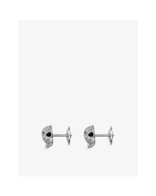 Cartier White Panthère De 18Ct- Diamond, Onyx And Emerald Earrings