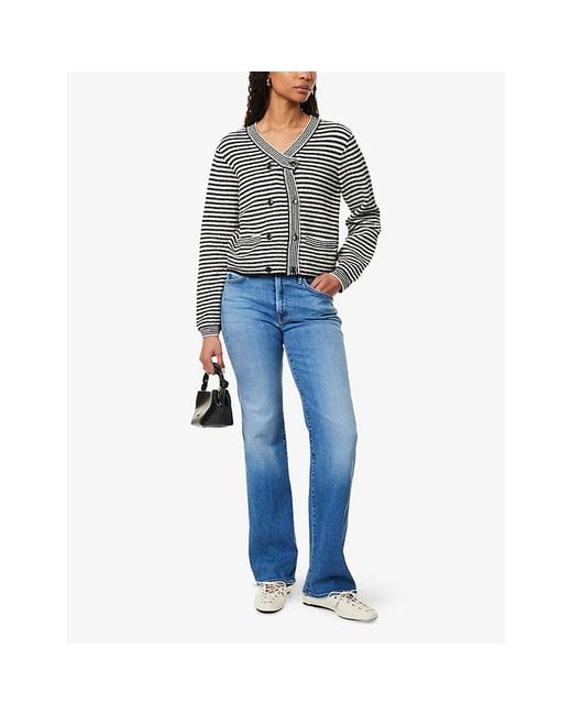 Mother Blue The Kick It High-Rise Straight-Leg Denim-Blend Jeans
