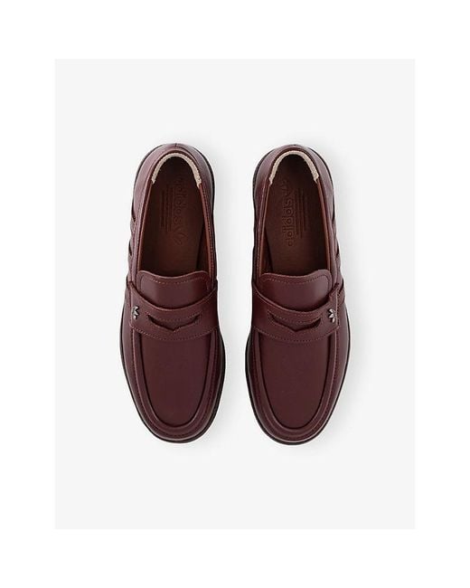 Adidas Brown Handball Spezial Leather Loafers for men