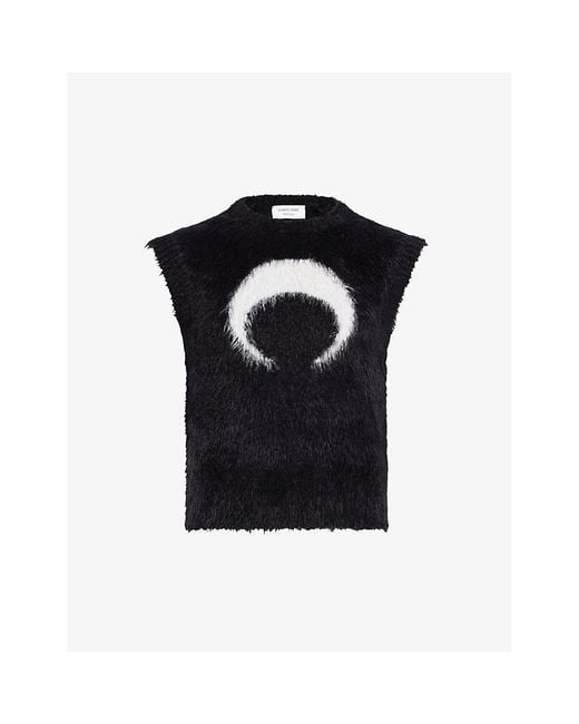MARINE SERRE Black Puffy Brand-pattern Knitted Vest for men
