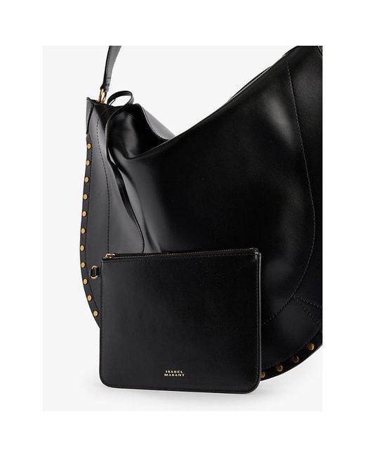 Isabel Marant Black Oskan Hobo Leather Shoulder Bag