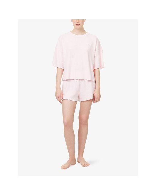 Lounge Underwear Pink Soft Waffle Knitted Pyjama Top