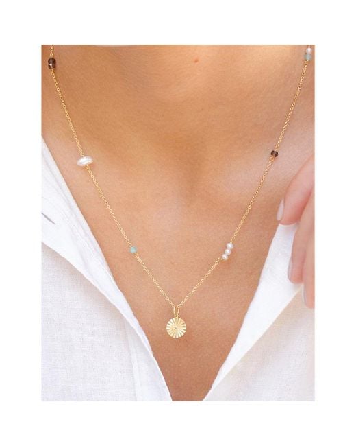 La Maison Du Couturier Metallic With Love Darling Innovation Gaia 14Ct-Plated Sterling- Gemstone, And Peal Necklace